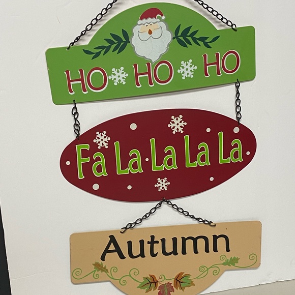 Vintage metal double view wall plaque Autumn /Christmas - Picture 9 of 9